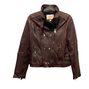 WIlsons Motorcycle Jacket Vintage USA Women's Brown Leather Size L MSRP $500.00